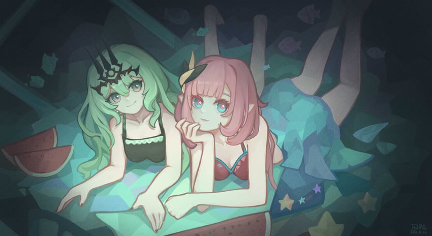 elysia and mobius (honkai and 1 more) drawn by hertz
