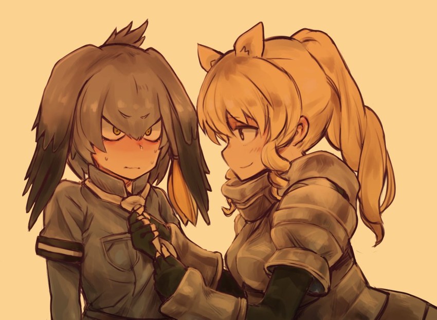 shoebill and white rhinoceros (kemono friends) drawn by ouka_(yama)