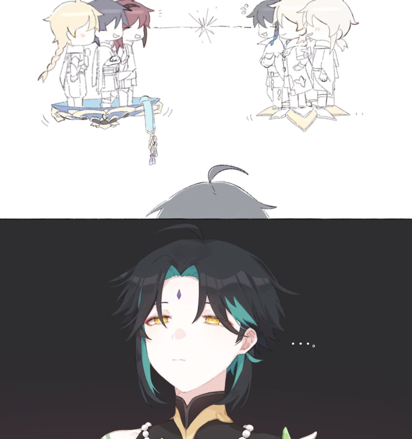 scaramouche, aether, wanderer, venti, xiao, and 3 more (genshin impact) drawn by kyou_0120