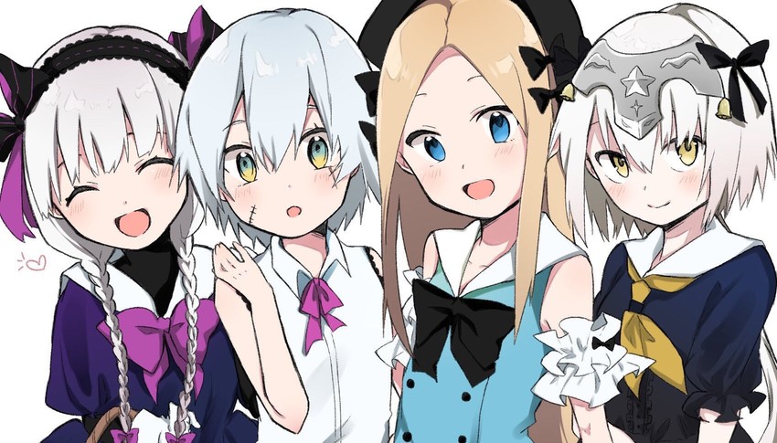 abigail williams, nursery rhyme, jack the ripper, and jeanne d'arc alter santa lily (fate and 2 more) drawn by anzu_(anko)