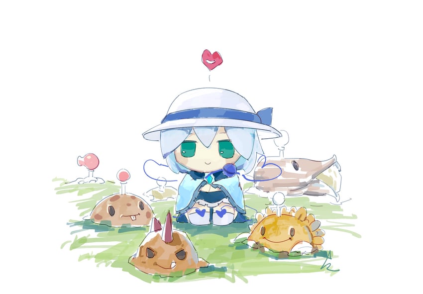 komeiji koishi, potato mine, cob cannon, and primal potato mine (touhou and 4 more) drawn by ge_dazuo