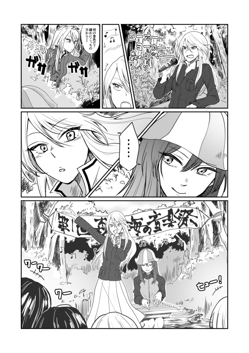 mika and flint (girls und panzer) drawn by kani_aruki_(bucket_crawl)