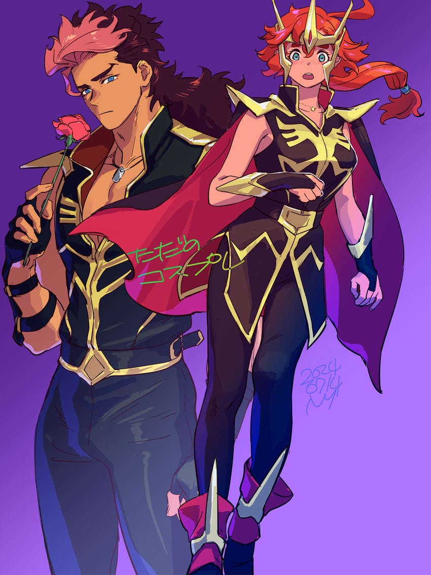 suletta mercury, haman karn, guel jeturk, and mashymre cello (gundam and 2 more) drawn by ivy_hermit