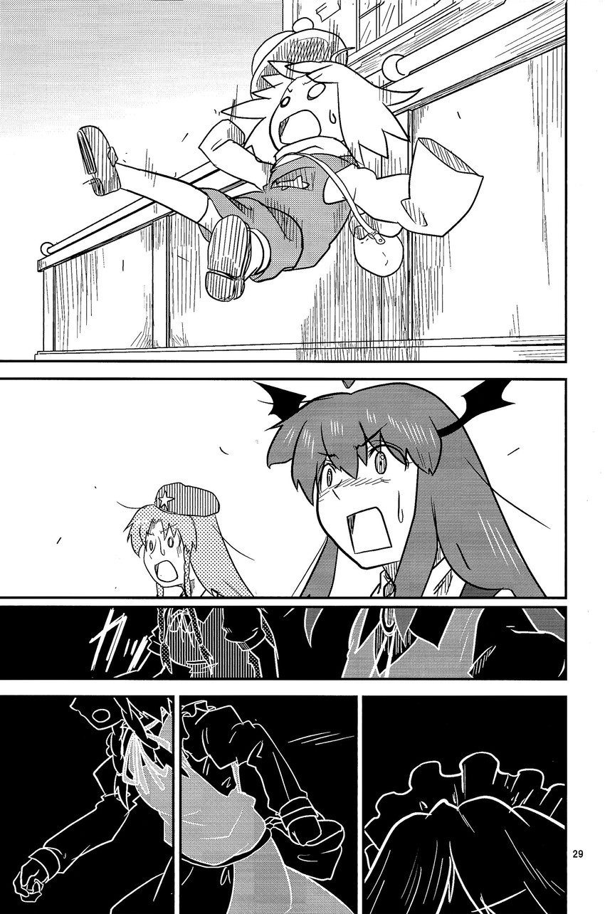 izayoi sakuya, hong meiling, moriya suwako, and koakuma (touhou and 1 more) drawn by sakana_(ryuusui-tei)