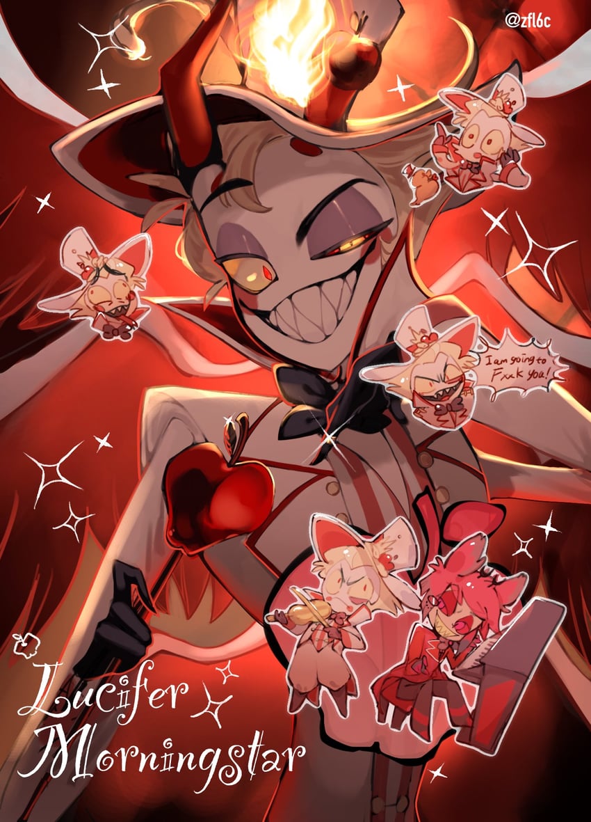 lucifer morningstar and alastor (hazbin hotel) drawn by zfl6c