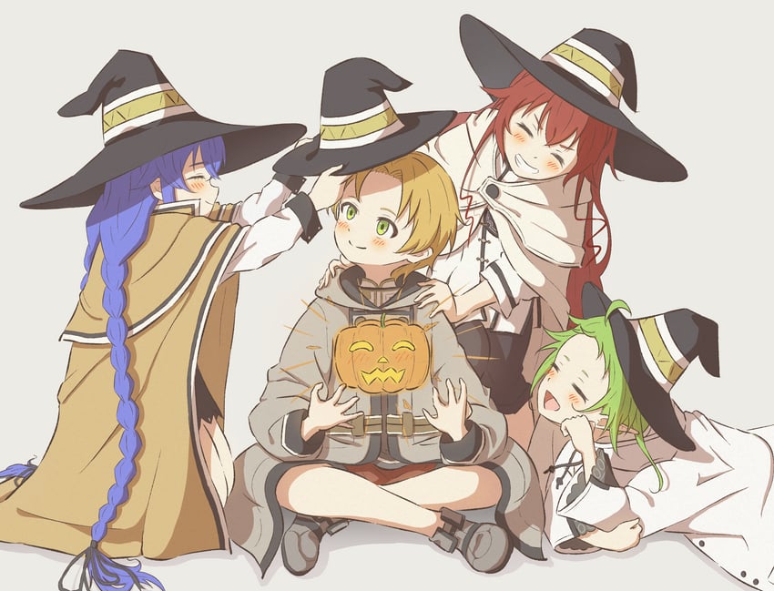 roxy migurdia, eris greyrat, sylphiette, and rudeus greyrat (mushoku tensei) drawn by yanmyhony