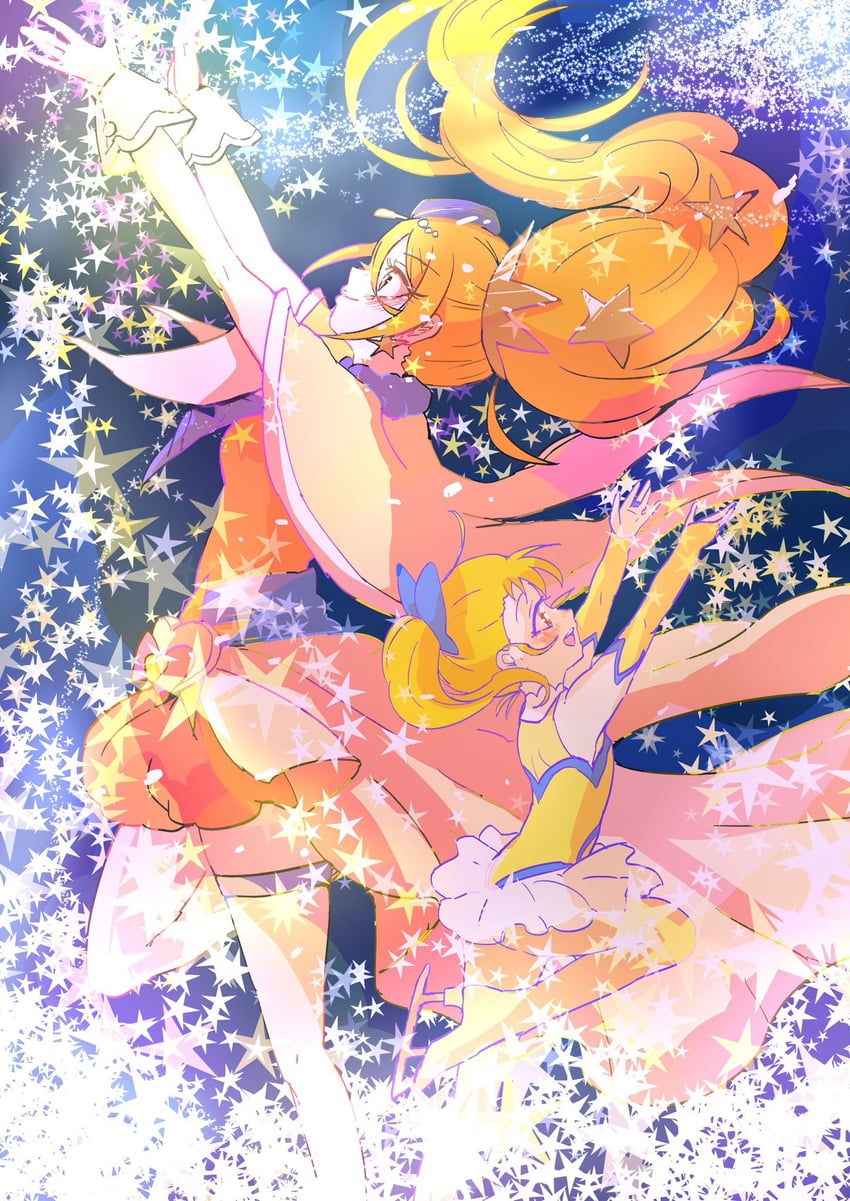 kagayaki homare and cure etoile (precure and 1 more) drawn by atari_(atamawaki_waki)