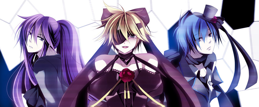 kagamine len, kaito, and kamui gakupo (vocaloid and 1 more) drawn by xhacox