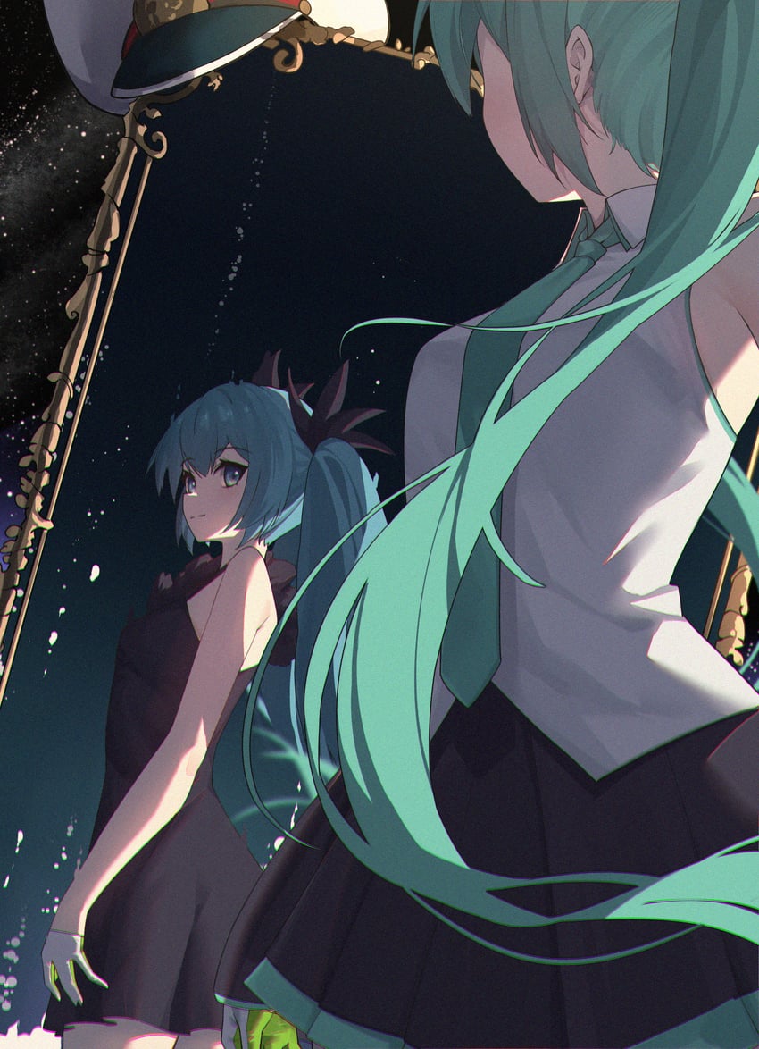 hatsune miku, yuki miku, and racing miku (vocaloid and 2 more) drawn by zhayin-san