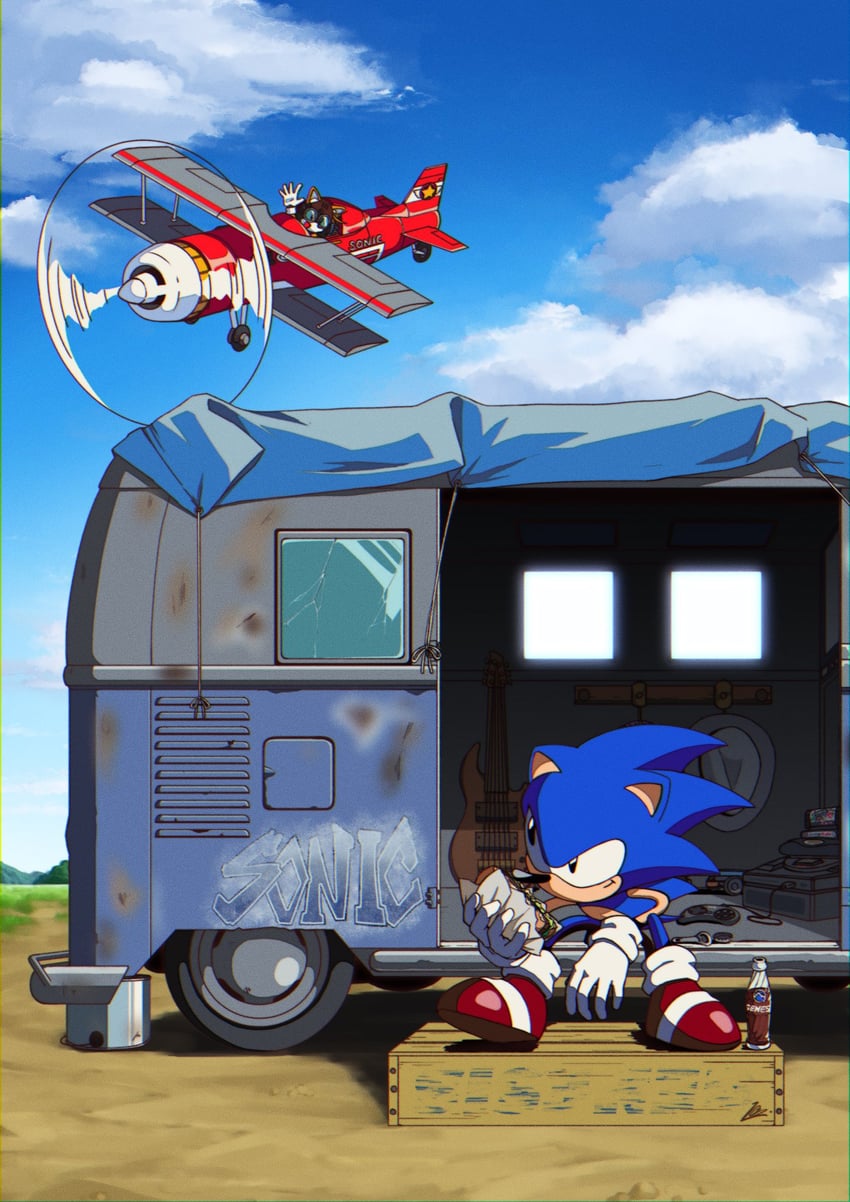 sonic the hedgehog, tails, and classic sonic (sonic and 1 more) drawn by banel_springer