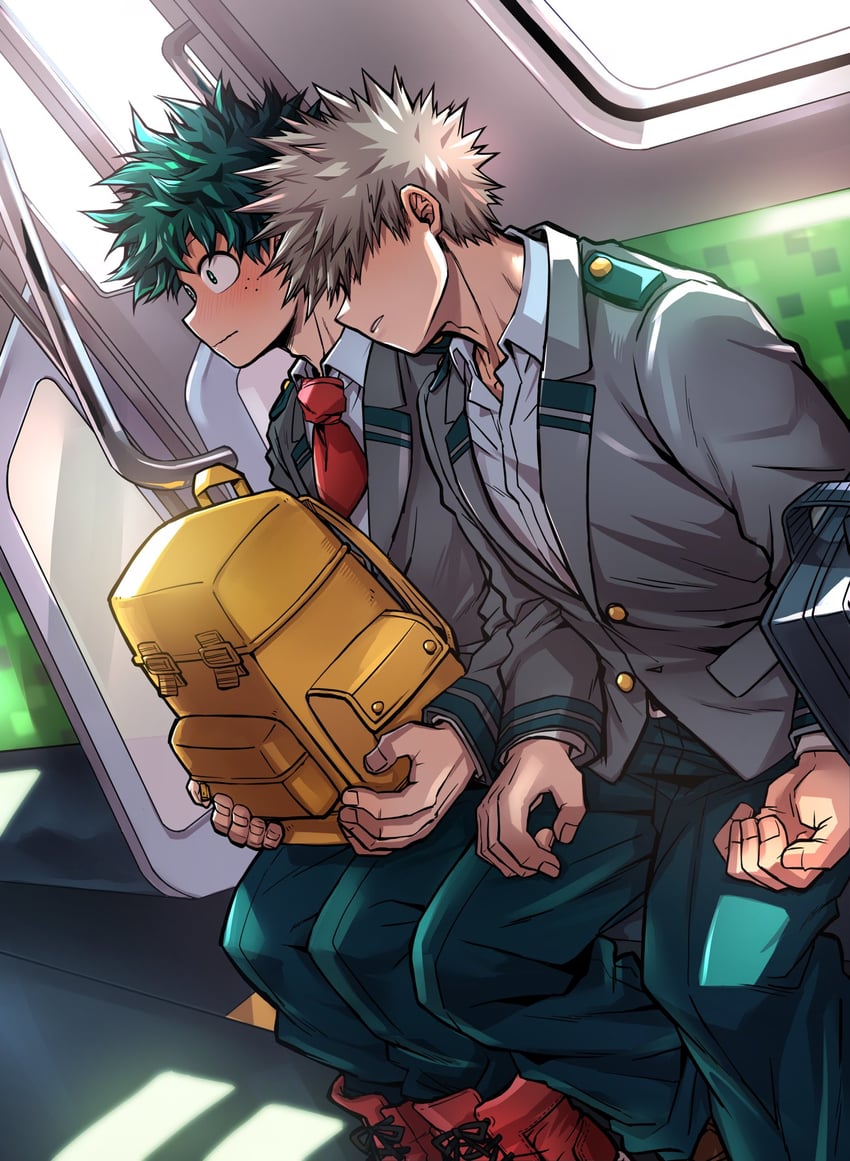 midoriya izuku and bakugou katsuki (boku no hero academia) drawn by chiyaya