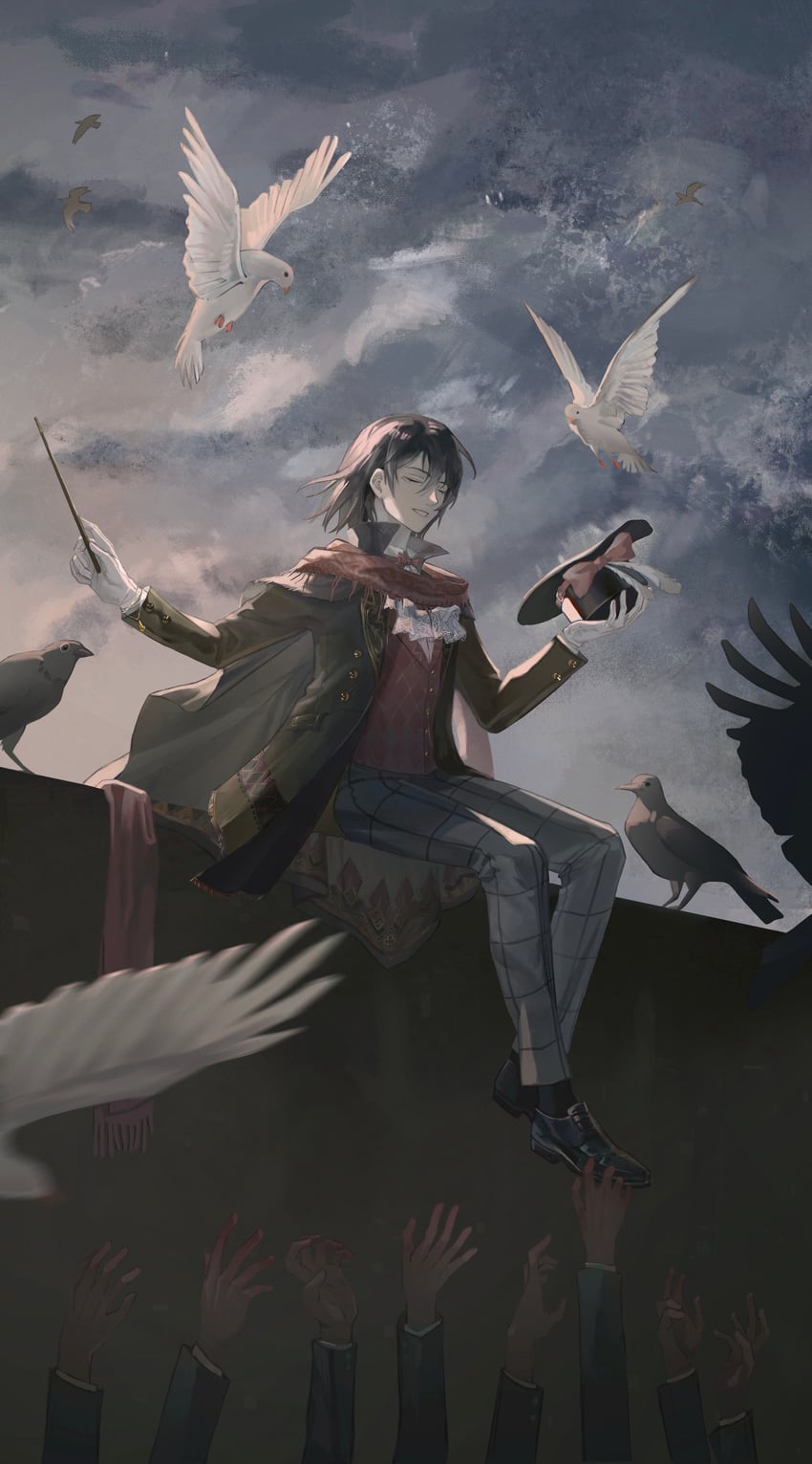 klein moretti and merlin hermes (lord of the mysteries) drawn by maikelaien