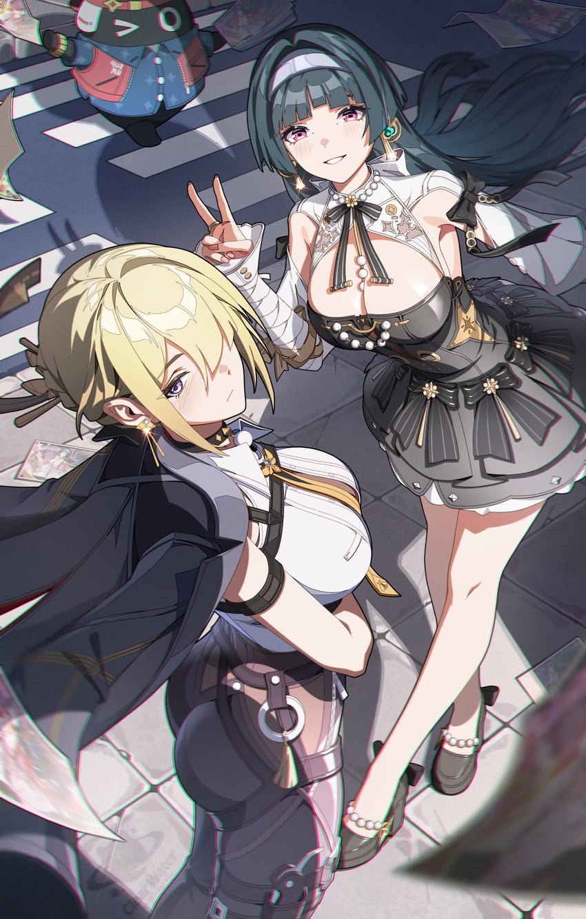 evelyn chevalier, astra yao, and snap (zenless zone zero) drawn by clear_water