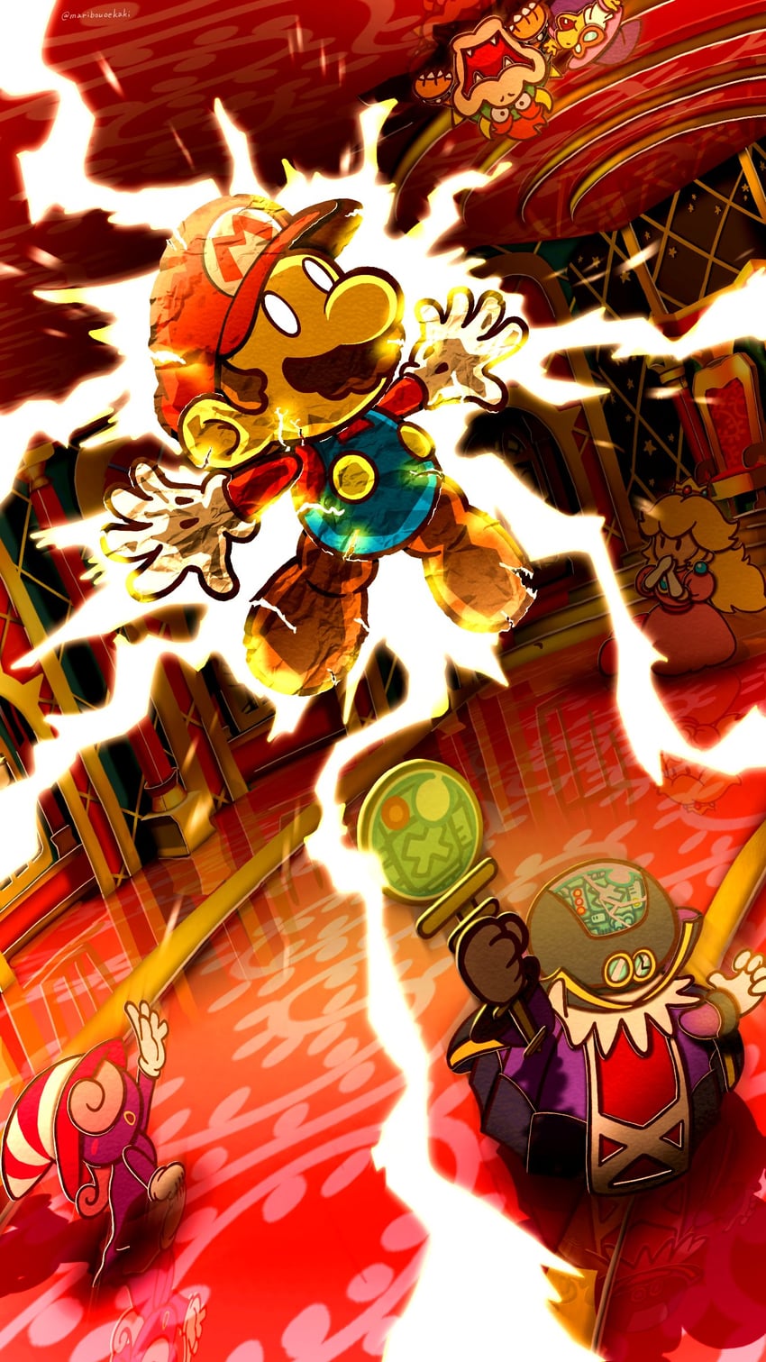 princess peach, mario, bowser, vivian, paper mario, and 4 more (mario and 2 more) drawn by maribou_(supermaribou)