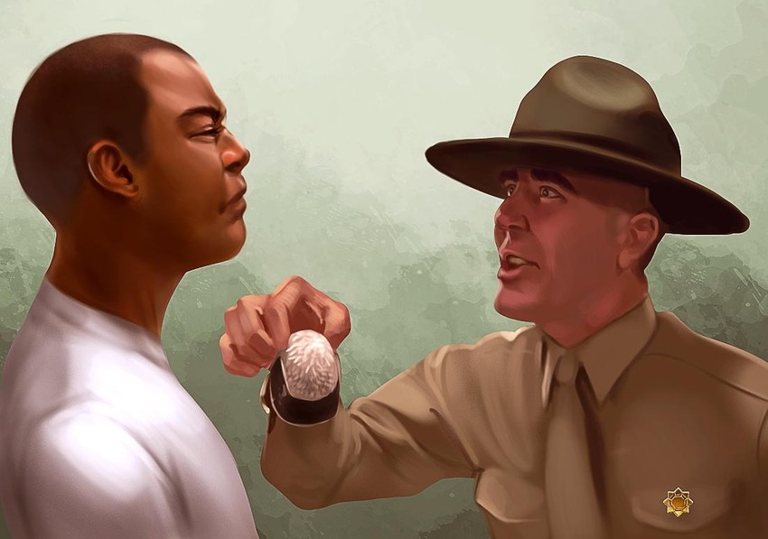 brock, sgt hartman, and gomer pyle (pokemon and 1 more) drawn by voodoothur