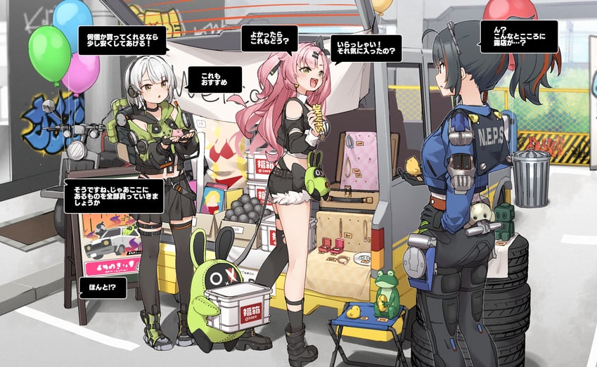 nicole demara, zhu yuan, anby demara, and amillion (zenless zone zero) drawn by yukie_(kusaka_shi)