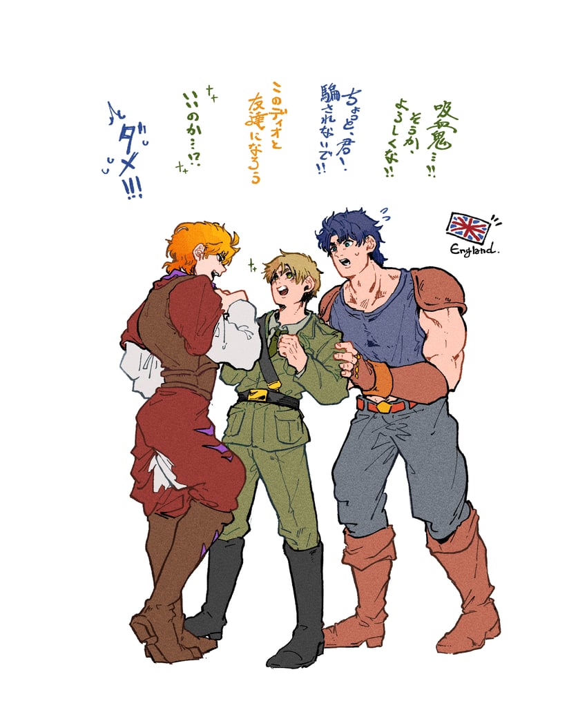 dio brando, jonathan joestar, and united kingdom (jojo no kimyou na bouken and 2 more) drawn by user_ghch5355