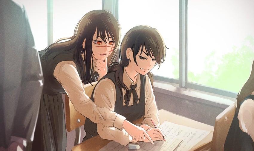 yoru and mitaka asa (chainsaw man) drawn by ninjin_ika