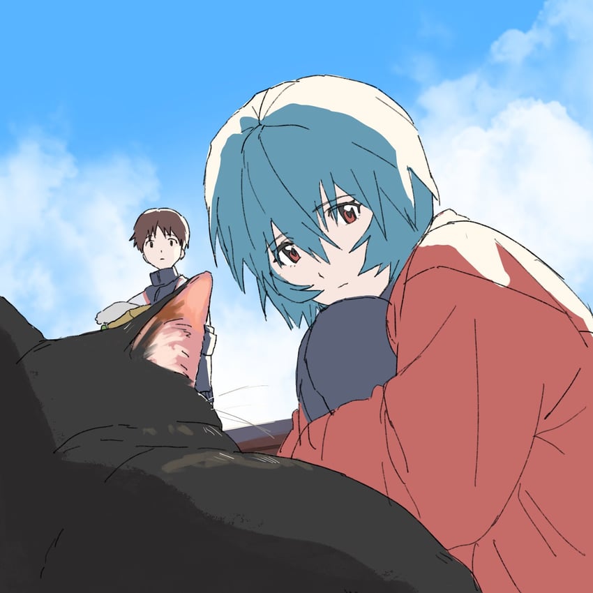 ayanami rei and ikari shinji (neon genesis evangelion and 2 more) drawn by meccha_kubiitee