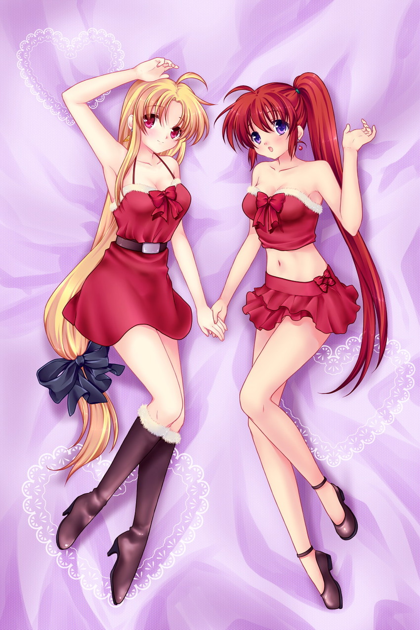 fate testarossa, takamachi nanoha, raising heart, and bardiche (lyrical nanoha and 1 more) drawn by 467_(artist)