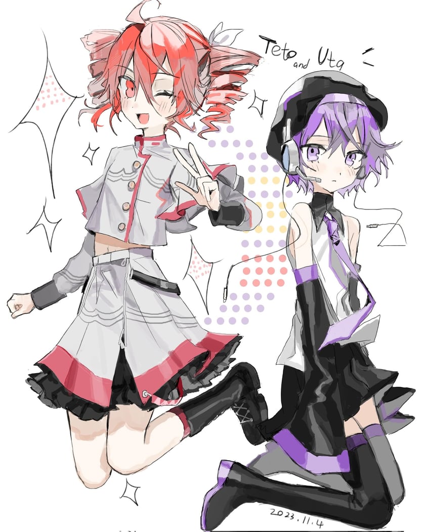 kasane teto and utane uta (utau and 1 more) drawn by 1984_(cw1000110)