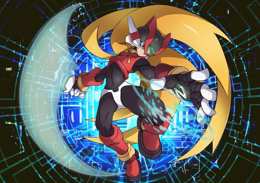 zero and zero(z) (mega man and 2 more) drawn by roy_payne
