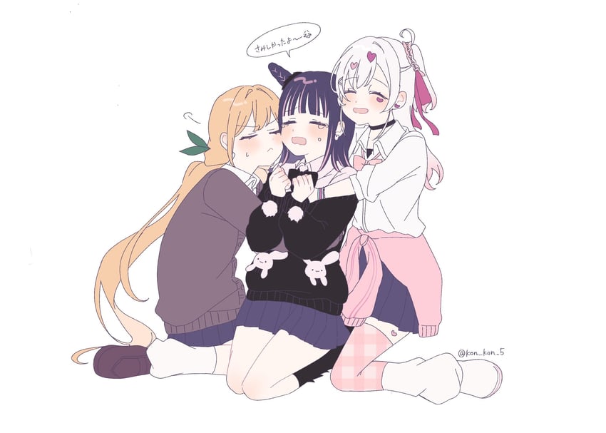 inda karane, kedarui aashii, and usami shiina (kimi no koto ga dai dai dai dai daisuki na 100-nin no kanojo) drawn by ima_(kon_kon_5)