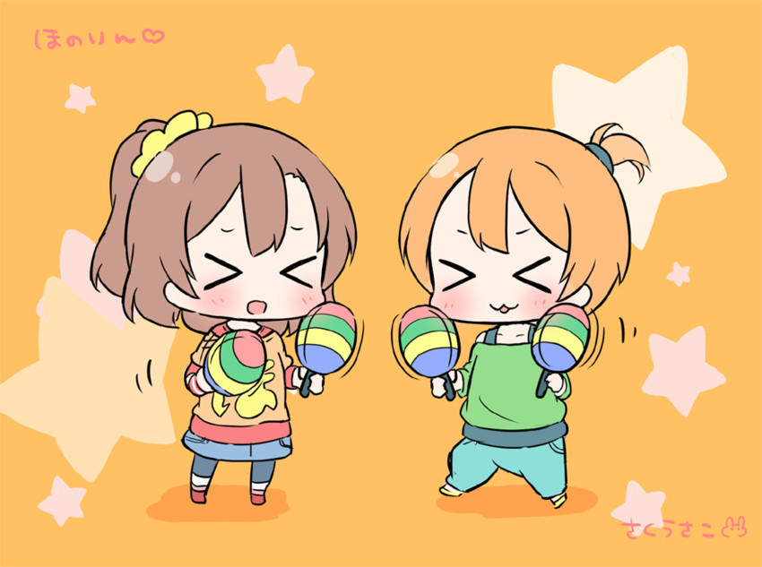 kosaka honoka and hoshizora rin (love live! and 1 more) drawn by saku_usako_(rabbit)
