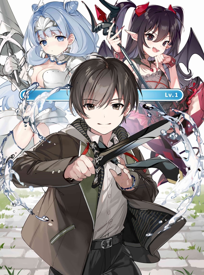 sylphy, luceria, and takagi kaito (mob kara hajimaru tansaku eiyuutan) drawn by almic