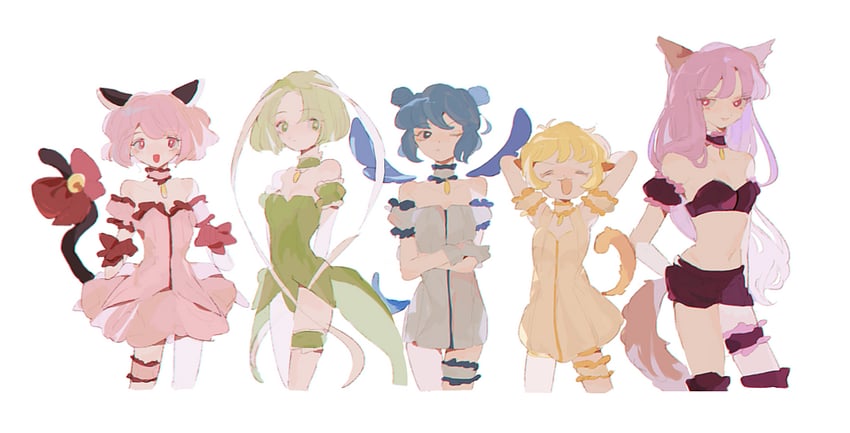 momomiya ichigo, mew ichigo, aizawa mint, fujiwara zakuro, midorikawa lettuce, and 5 more (tokyo mew mew) drawn by ronoh_(jill)