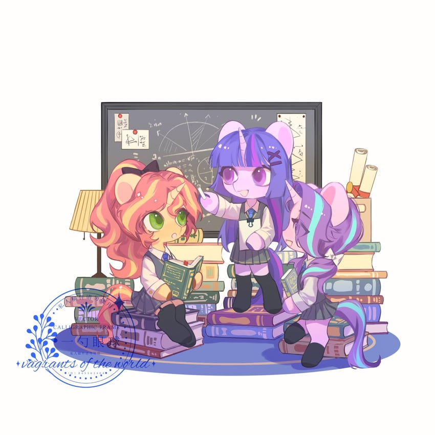 twilight sparkle, sunset shimmer, and starlight glimmer (my little pony and 2 more) drawn by xieyanbbb