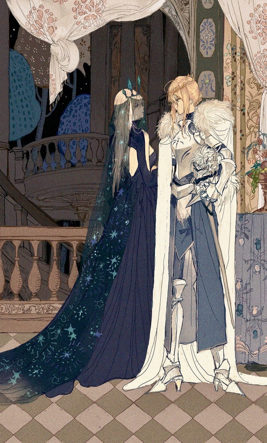 artoria pendragon, saber, and morgan le fay (fate and 2 more) drawn by gou_haihaihaihai