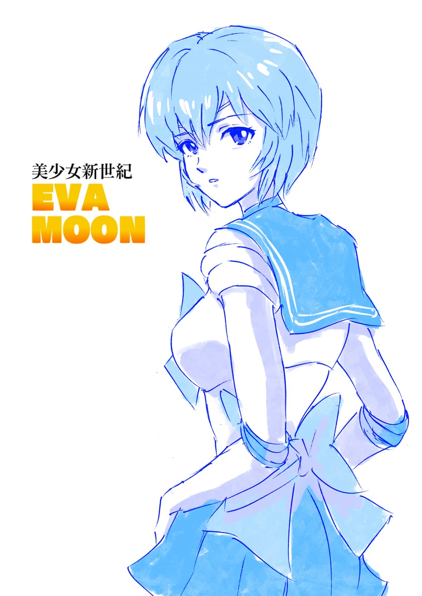 ayanami rei and sailor mercury (neon genesis evangelion and 1 more) drawn by tsunemoku