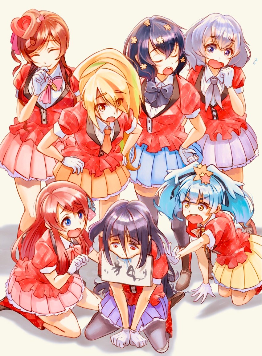 konno junko, minamoto sakura, mizuno ai, nikaidou saki, hoshikawa lily, and 2 more (zombie land saga) drawn by sgen