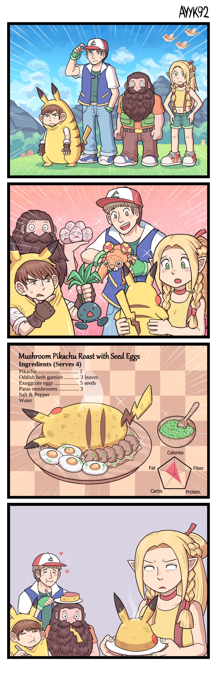 pikachu, ash ketchum, marcille donato, misty, laios touden, and 7 more (pokemon and 1 more) drawn by ayyk92