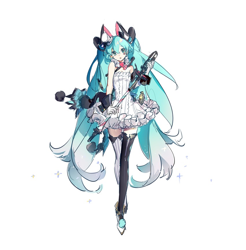 hatsune miku and magical mirai miku (vocaloid and 1 more) drawn by yyb