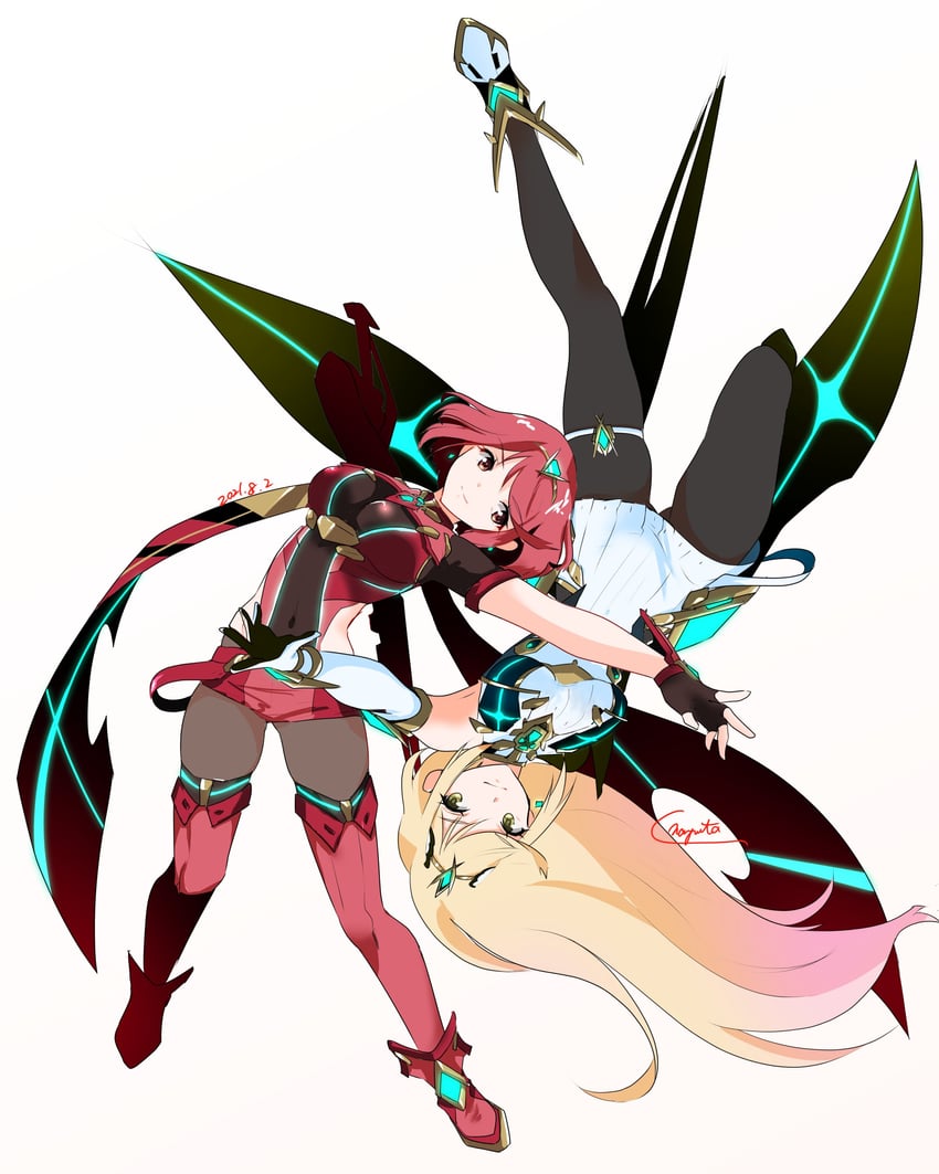pyra and mythra (xenoblade chronicles and 2 more) drawn by nayuta-kanata