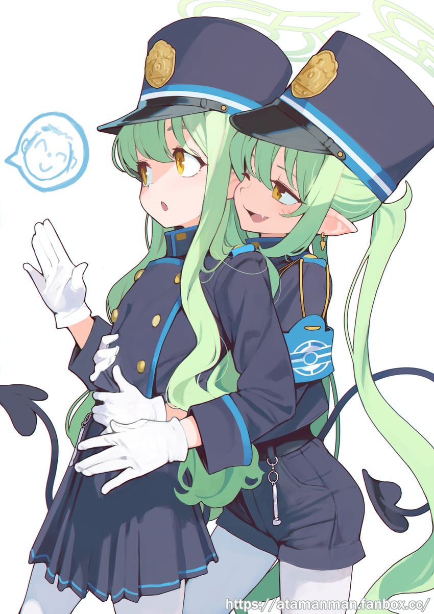 sensei, doodle sensei, hikari, and nozomi (blue archive) drawn by ataruman