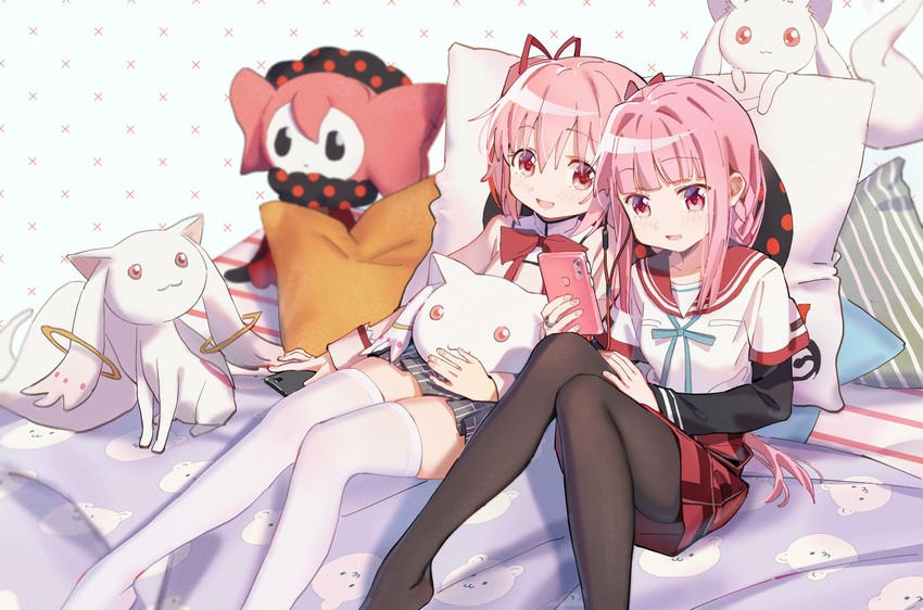 kaname madoka, kyubey, charlotte, tamaki iroha, and small kyubey (mahou shoujo madoka magica and 1 more) drawn by hei_yan-m82a1