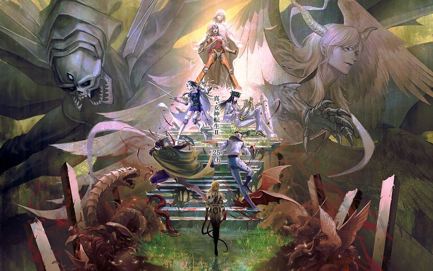 lucifer, aleph, hiroko, helel, beth, and 4 more (shin megami tensei and 1 more) drawn by o_c_x