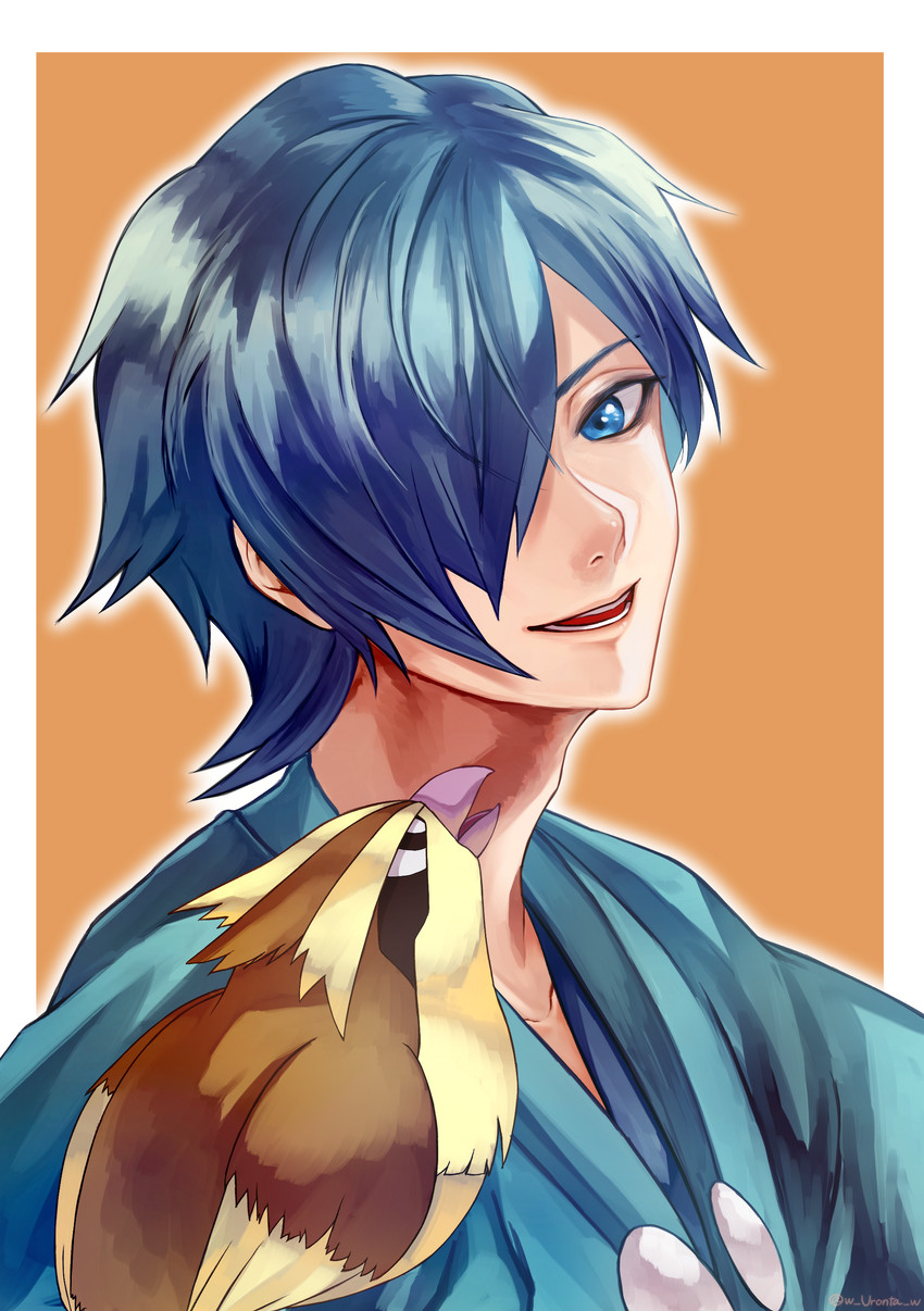 pidgey and falkner (pokemon and 1 more) drawn by akiwashi