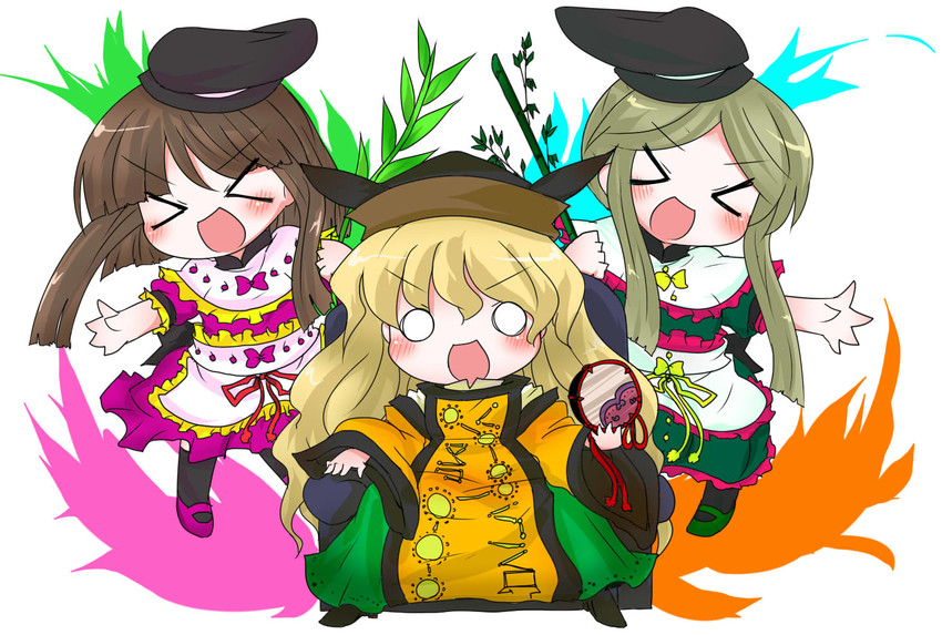 matara okina, nishida satono, and teireida mai (touhou) drawn by buuwa