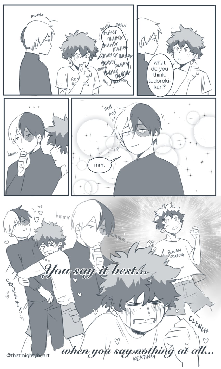 midoriya izuku and todoroki shoto (boku no hero academia) drawn by thatmightyheart