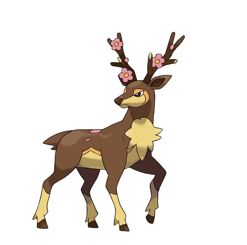 sawsbuck (pokemon and 1 more) drawn by sugimori_ken
