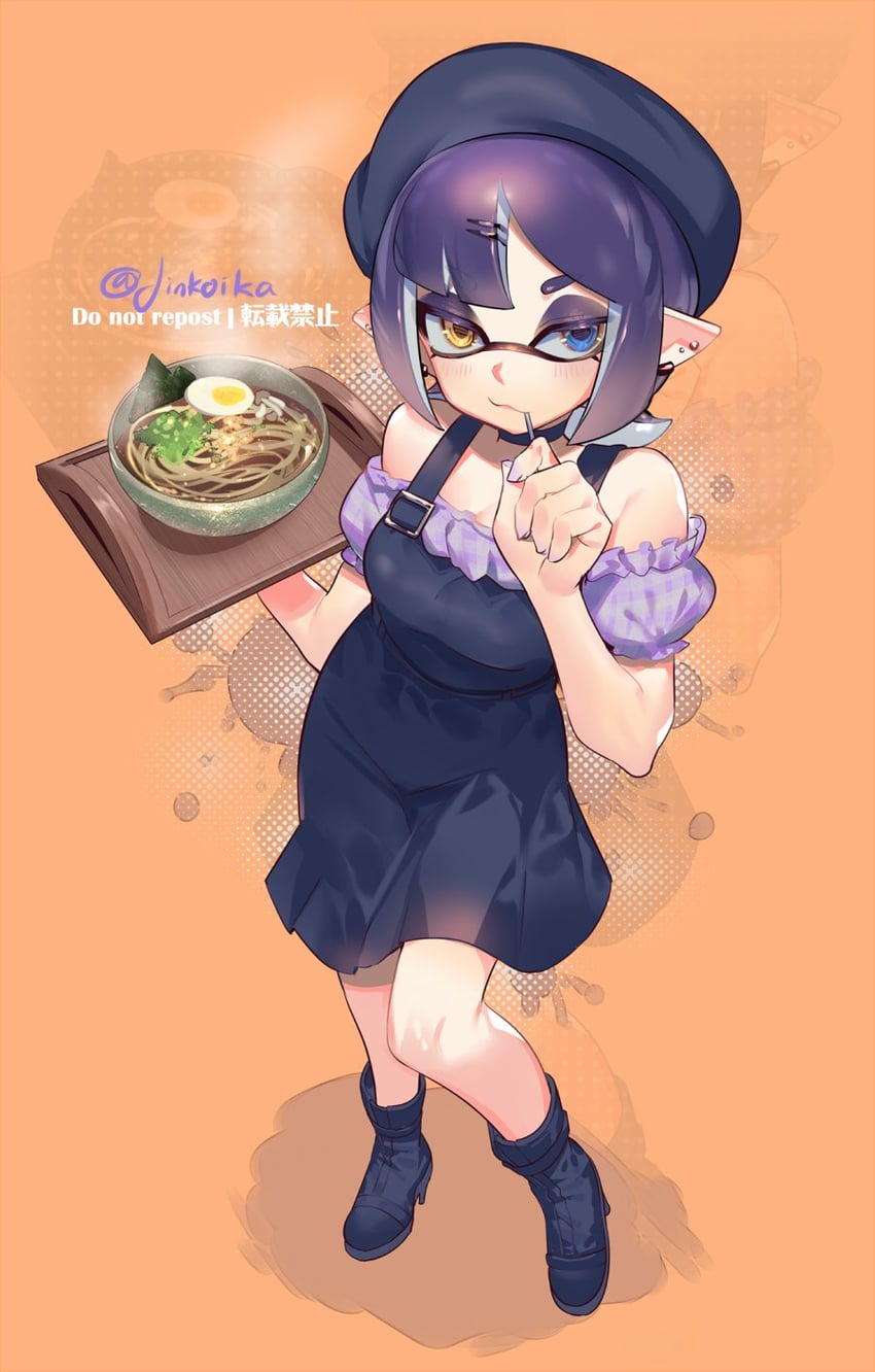 inkling player character and inkling girl (splatoon) drawn by jinkoika