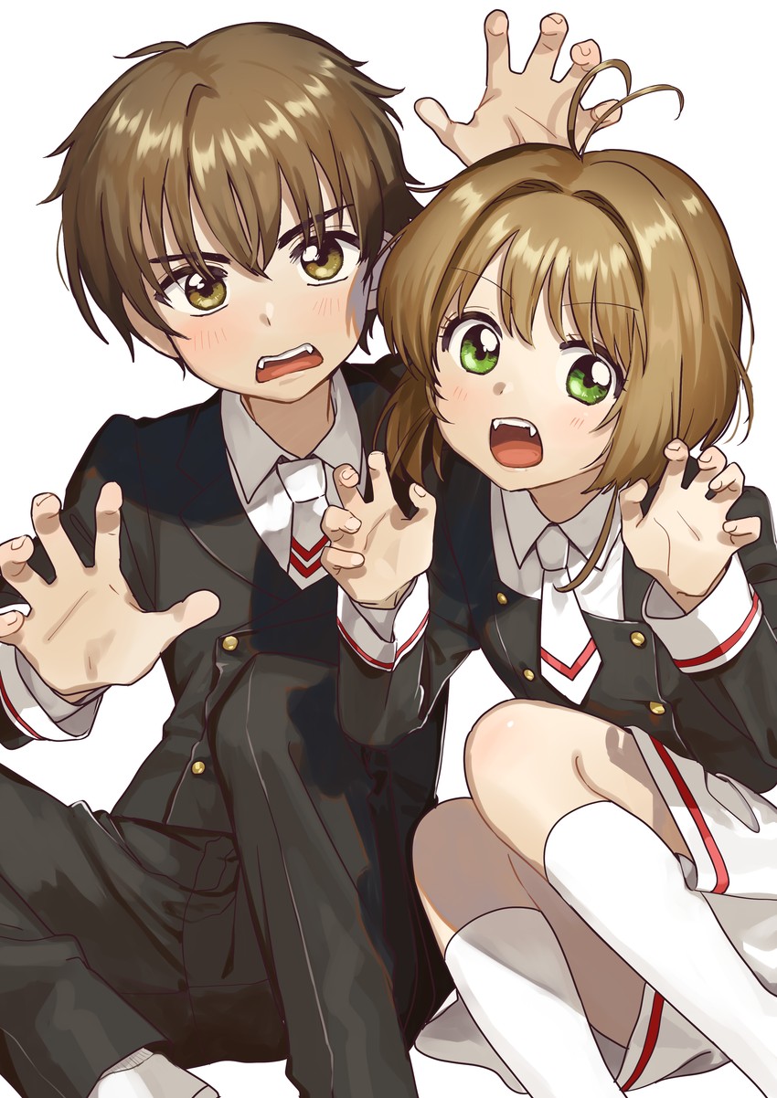 kinomoto sakura and li syaoran (cardcaptor sakura and 1 more) drawn by pomu_(joynet)