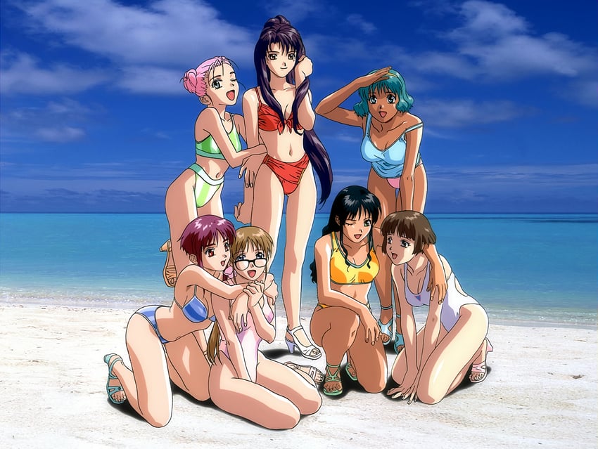sawada minako, ishida nagisa, taniguchi mari, kubo naoko, arimori kei, and 1 more (zenkoku seifuku bishoujo grand prix) drawn by yamada_masaki