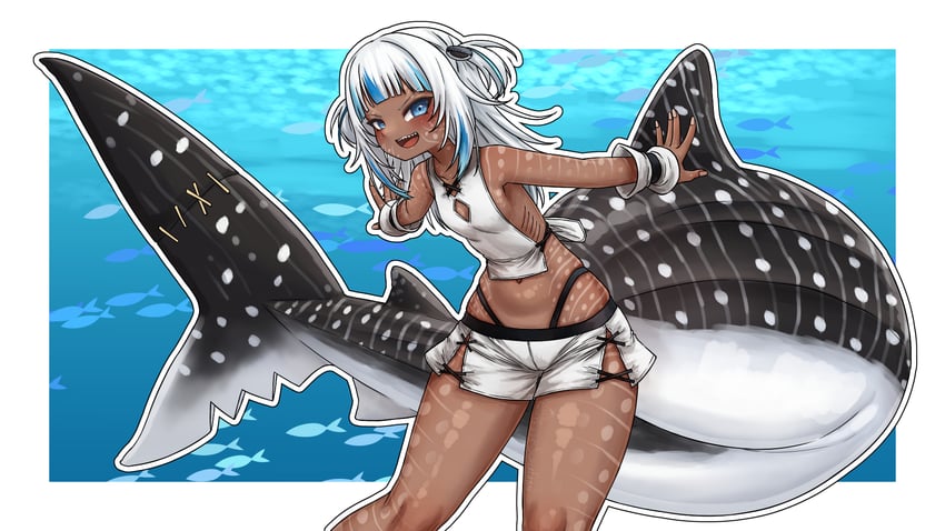 gawr gura (hololive and 1 more) drawn by superfann