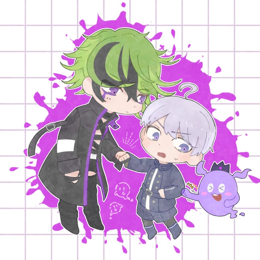 yuma kokohead, shinigami, and vivia twilight (master detective archives: rain code) drawn by aranranrock