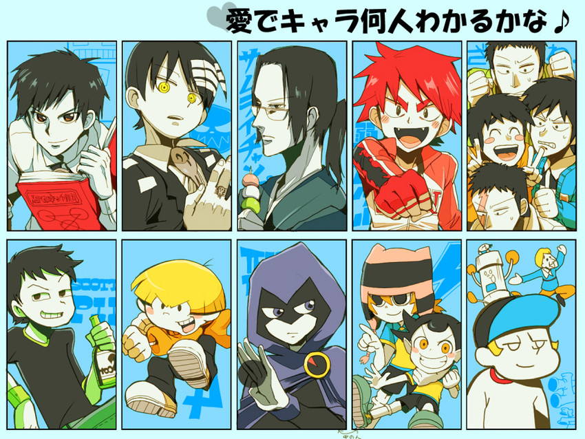 raven, death the kid, jinnosuke, matsuno kuusuke, kogure yuuya, and 7 more (inazuma eleven and 12 more) drawn by t_k_g
